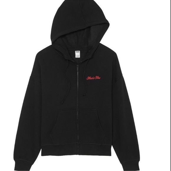 PINK Victoria's Secret Black Hoodie with Red Heart Design (Buy Now) - Picture 2 of 3